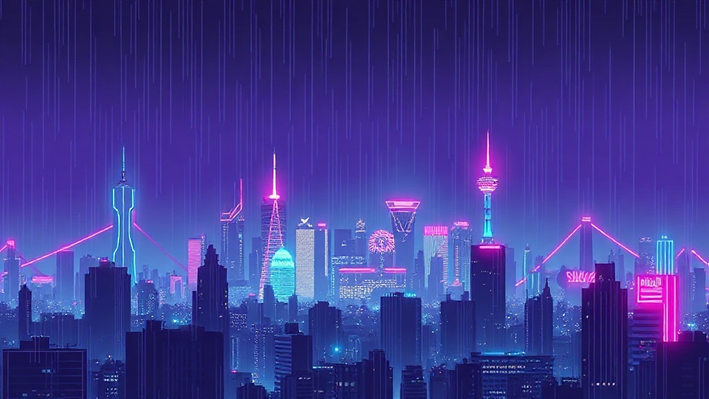 Neon Bitropolis skyline